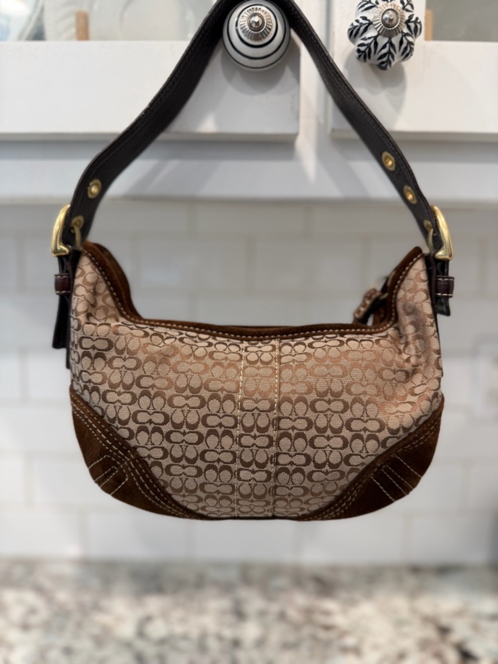 Coach Brown/Tan Signature Jacquard soho Shoulder Bag - Picture 4 of 16